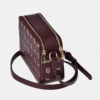 Bolso "EL CABALLO" bandolera doble cremallera estampado caballitos color burdeos - Imagen 2